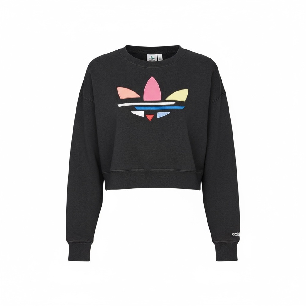 Adidas Women's Multicolor Black Sweater Cropped